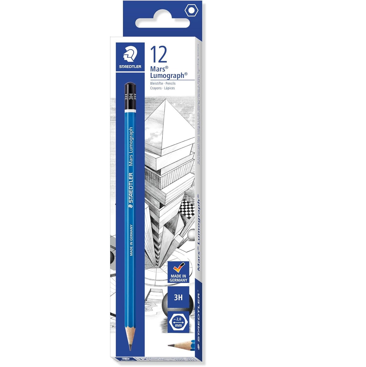 Staedtler 100 Mars Lumograph 3H Graphite Art Drawing Pencil,12 Pack