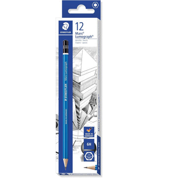 Staedtler 100 Mars Lumograph 6H Grafiet Art-tekenpotlood, 12 stuks