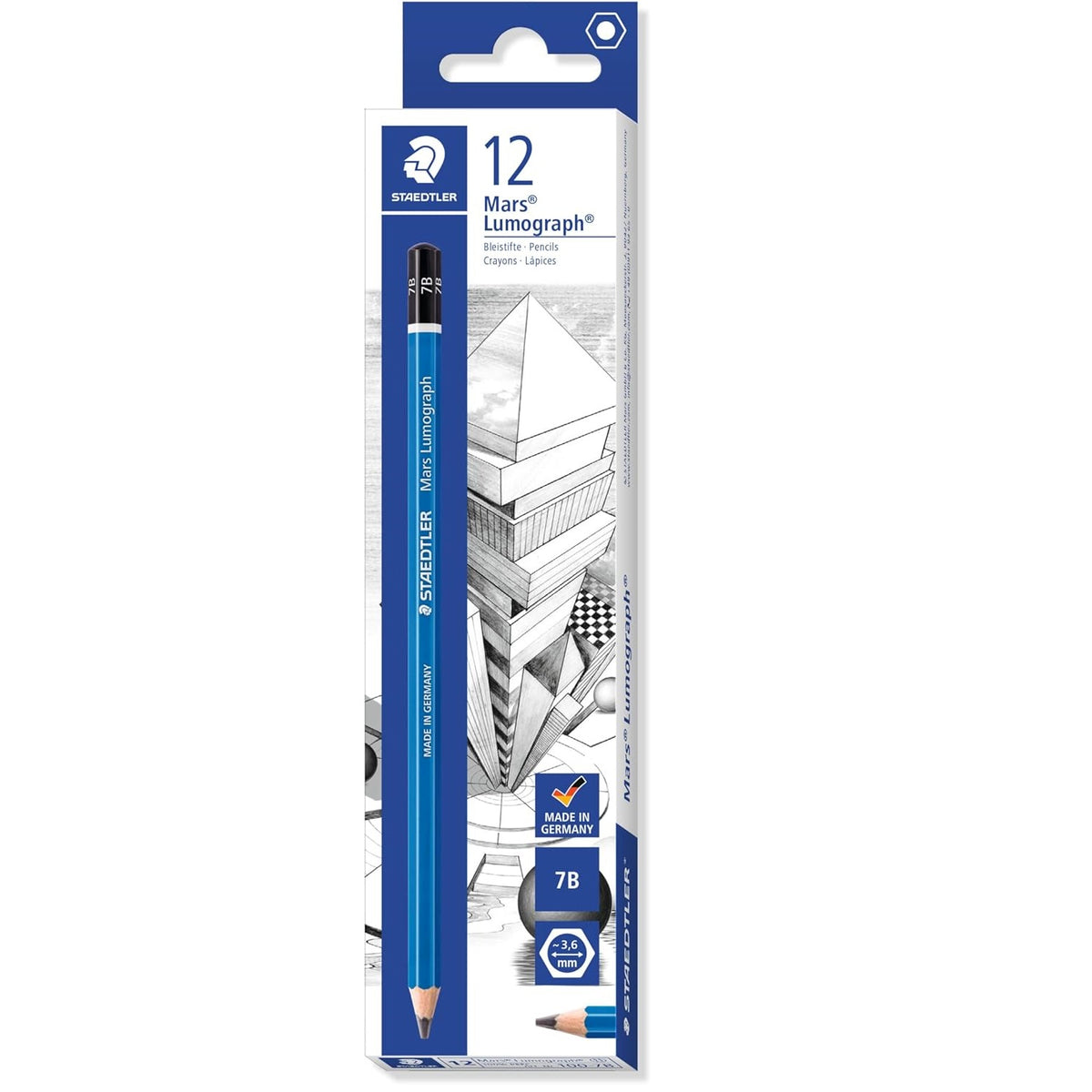 Staedtler 100 Mars Lumograph 7B Graphite Art Drawing Pencil,12 Pack