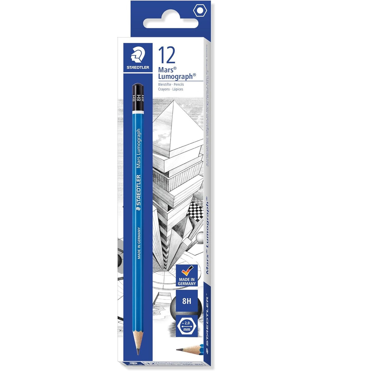 Staedtler 100 Mars Lumograph 8H Grafiet Art-tekenpotlood, 12 stuks