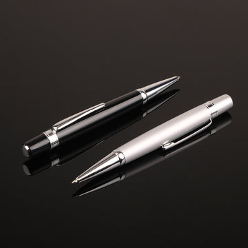Mini Pocket Metal Ballpoint Pen 1.0mm Bullet Tip Black Ink 2 Pack