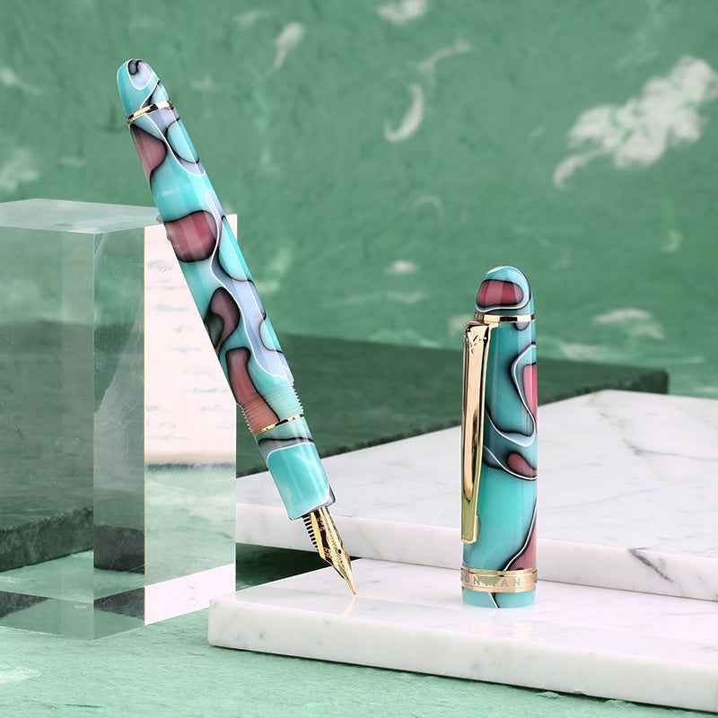 Stylo plume Majohn S3 en celluloïd, pointe fine en iridium plaqué or