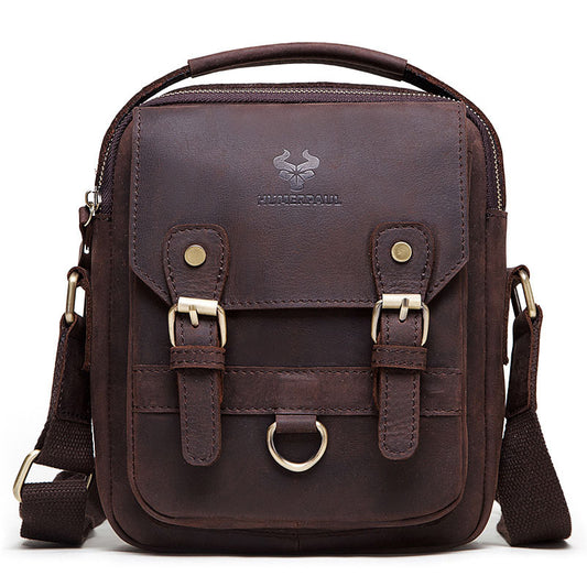 Brown Crazy Horse Leather Men's Shoulder Bag,Business Commuter Bag