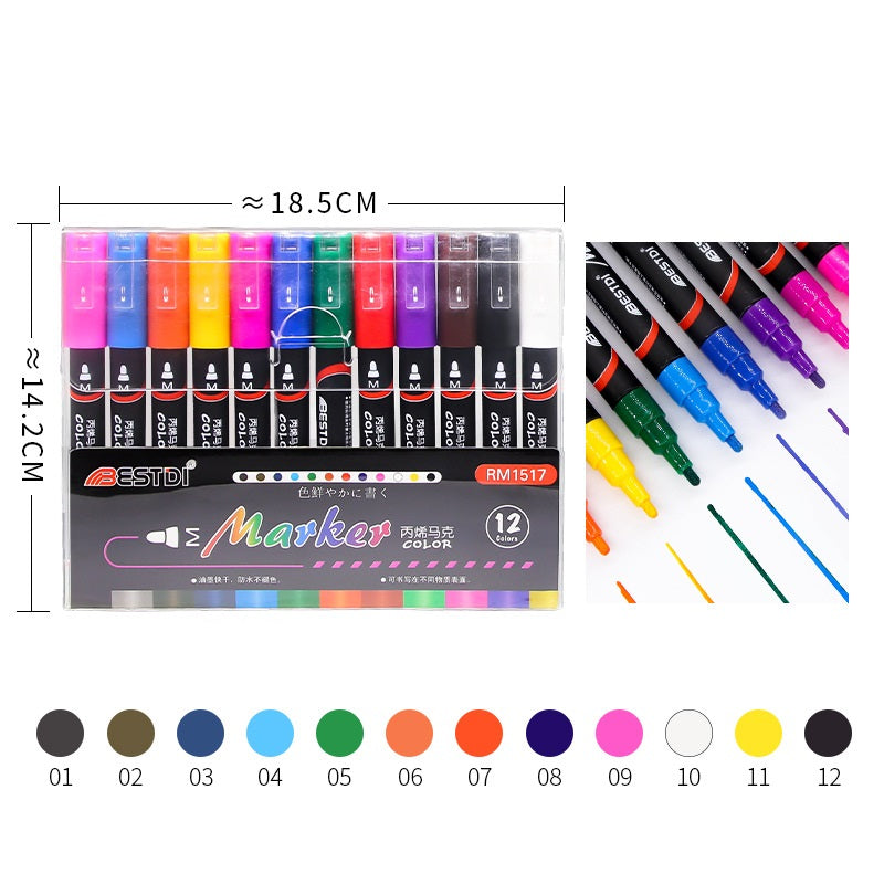 BESTDI Paint Pens 12 marcadores acrílicos permanentes de color