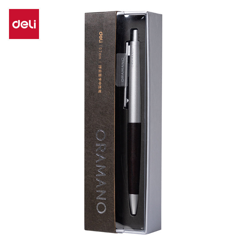 DELI A9Pro Oak Wood Grain Click Ballpoint Pen – 0.5/0.7/1.0mm 0.7mm