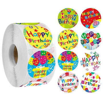 1000 etiquetas pegatinas de feliz cumpleaños redondas de 1 pulgada