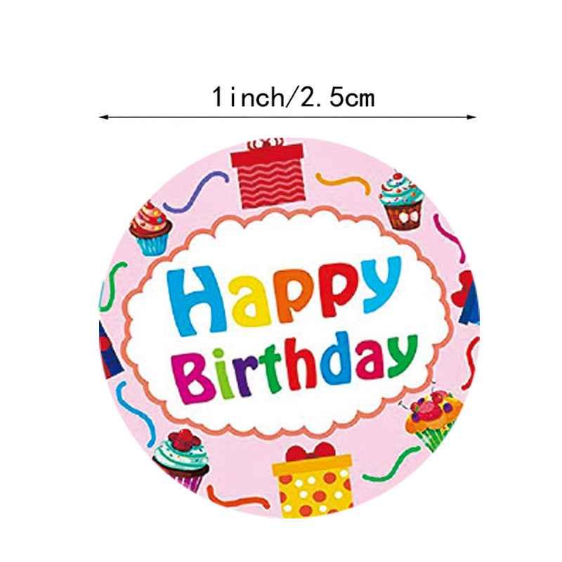 1000 etiquetas pegatinas de feliz cumpleaños redondas de 1 pulgada