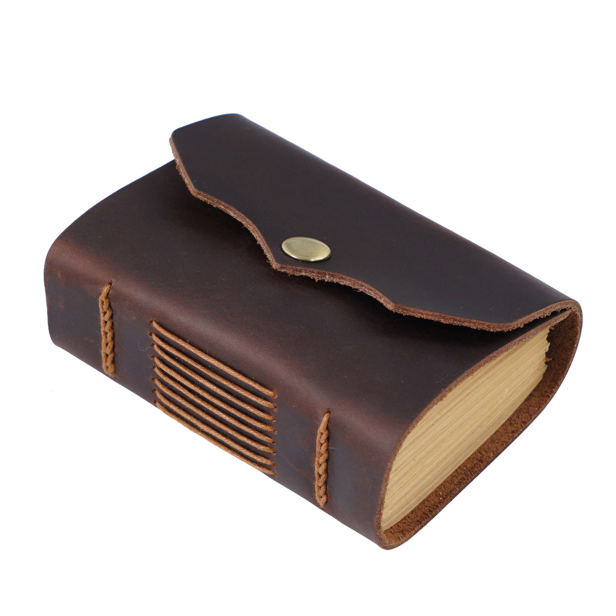 Vintage Full Grain Leather Pocket Journal 320-Page Mini Notebook Coffee