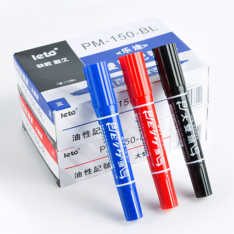 LETO Oil-Based Dual-Tip Permanent Marker — Chisel & Fine | 10-Pack