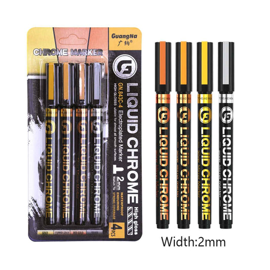 Guangna 4 Farben Flüssigchrom-Markierungsstifte, 2 mm Spitze