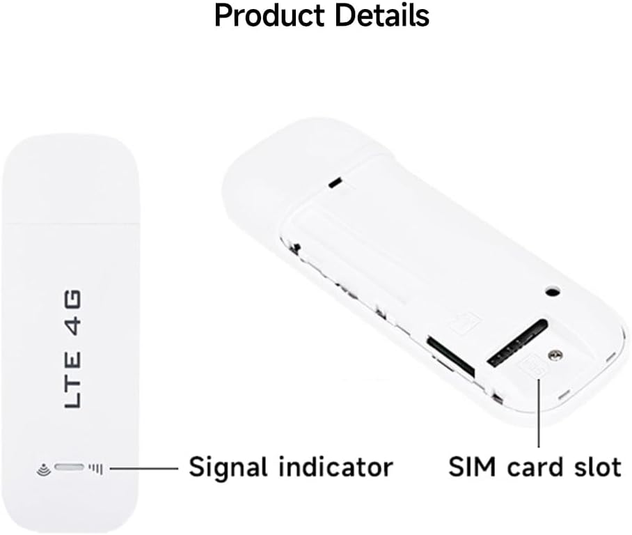 Portable 4G LTE WiFi Router with SIM Card Slot USB Dongle