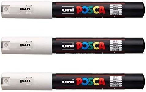Posca PC-1M Paint Art Marker Pens Weiß Set 3er Pack