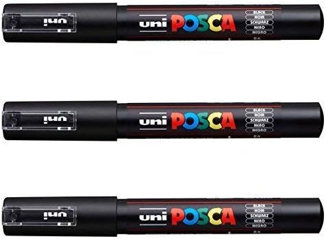 Posca PC-1M Paint Art Marker Pens Schwarz Set 3er Pack