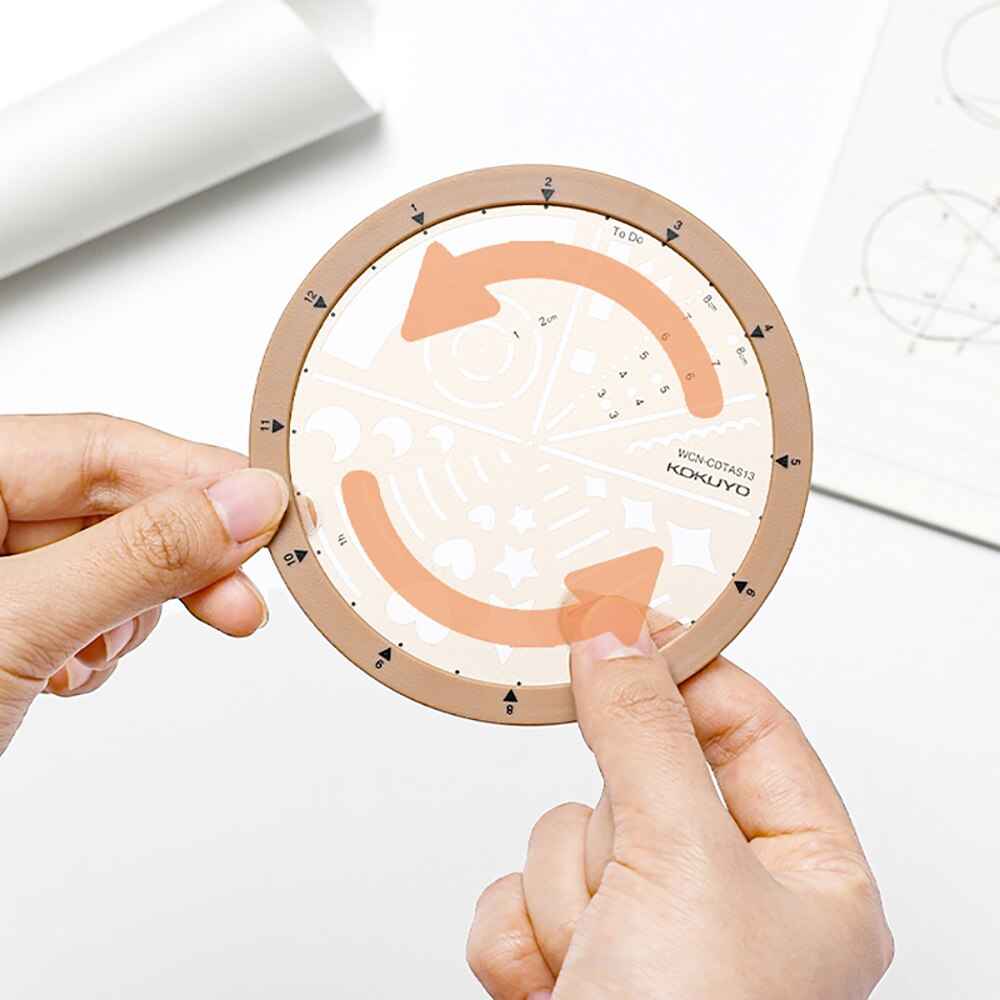 Kokuyo Circular Rotating Template Ruler 100mm Circle Stencil