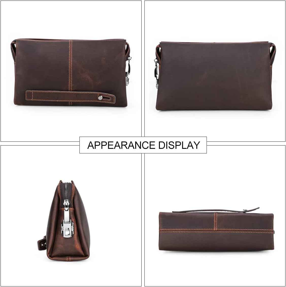 Genuine Leather Men Clutch Purse Bag Wallet Anti Theft
