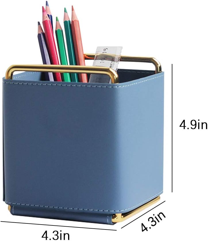 Stiftehalter aus Leder, quadratischer Schreibtisch-Organizer