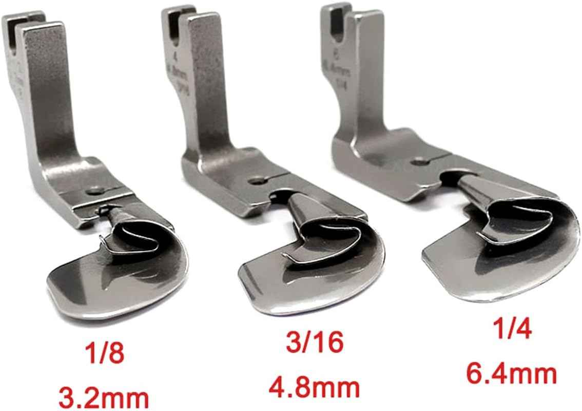 3Pcs Sewing Machine Curved Hemming Silk Chiffon Skirt Crimping Foot