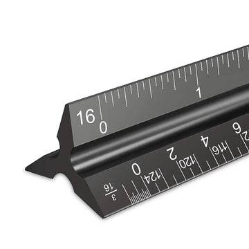 12" Architectural Scale Ruler Triangular Aluminum Black