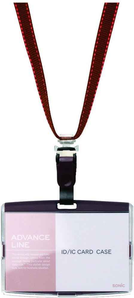 Sonic Name Card Holder Hanging Name Tag ID Badge Case AL-842 Brown