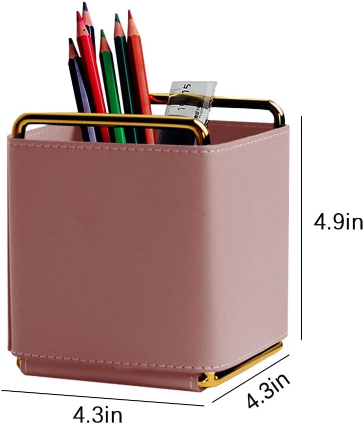 Stiftehalter aus Leder, quadratischer Schreibtisch-Organizer