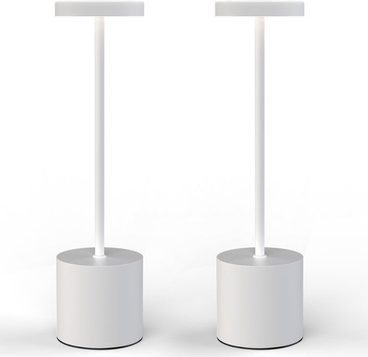 Cordless Portable LED Desk Table Lamp Rechargeable 2 Pack White