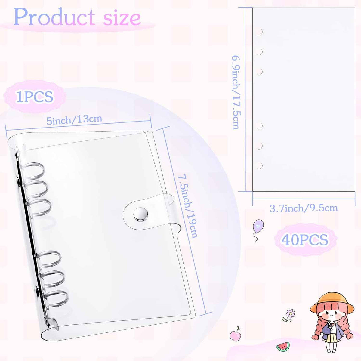 Kids Sticker Collecting Album Book with 40 Sheets PVC Shell A5/A6 A6