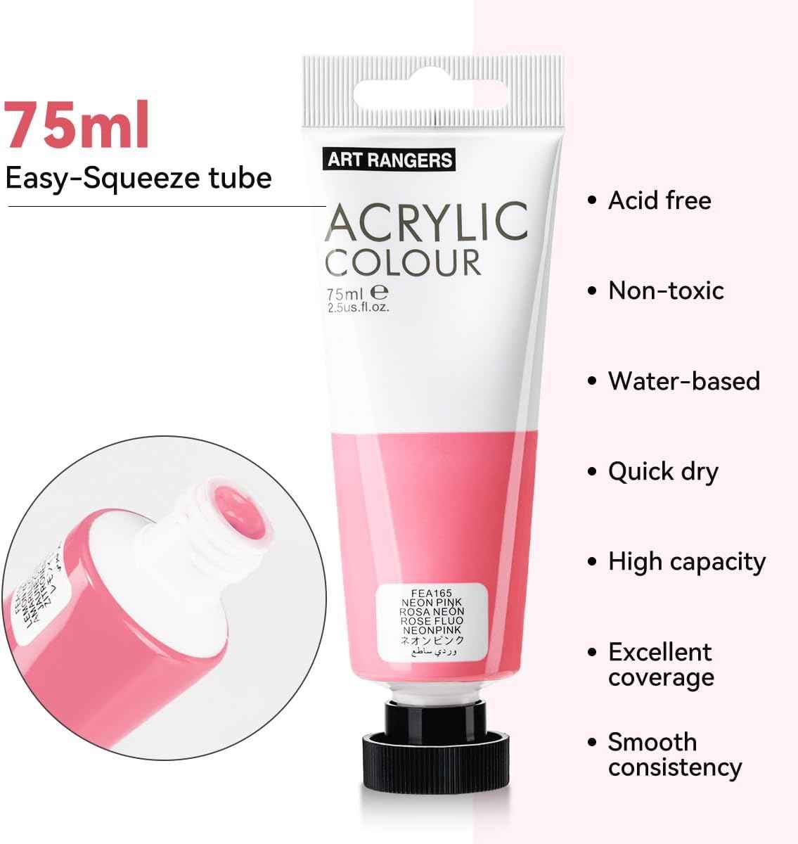 6 Acrylfarben-Künstlerzubehör-Set, 75-ml-Tuben, fluoreszierende Farbe