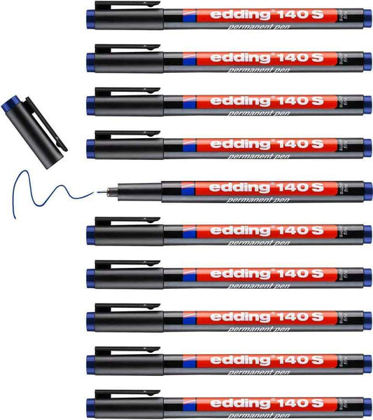 edding 140 S Permanente Marker Pen Black/Red/Blue Ink 10 Pack
