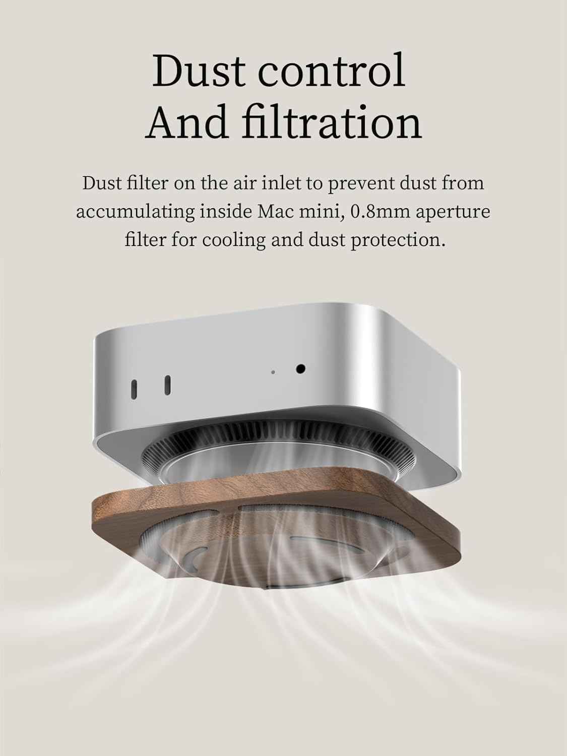 Black Walnut Wooden Desktop Stand for Mac Mini M4 Pro 2024