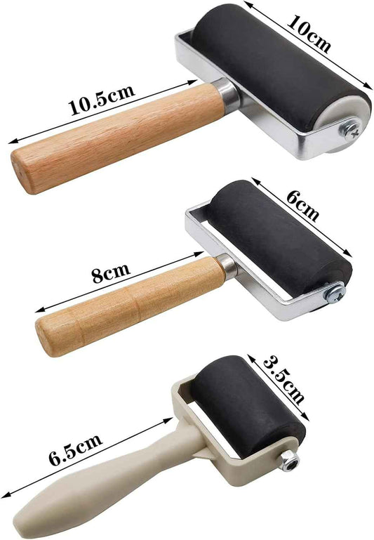 3 Pack Rubber Brayer Roller,1.4/2.4/4 Inch for Printmaking