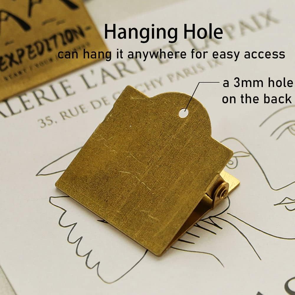 Vintage Journal Solid Brass Gold Clips Large File Binder Clip Clamp