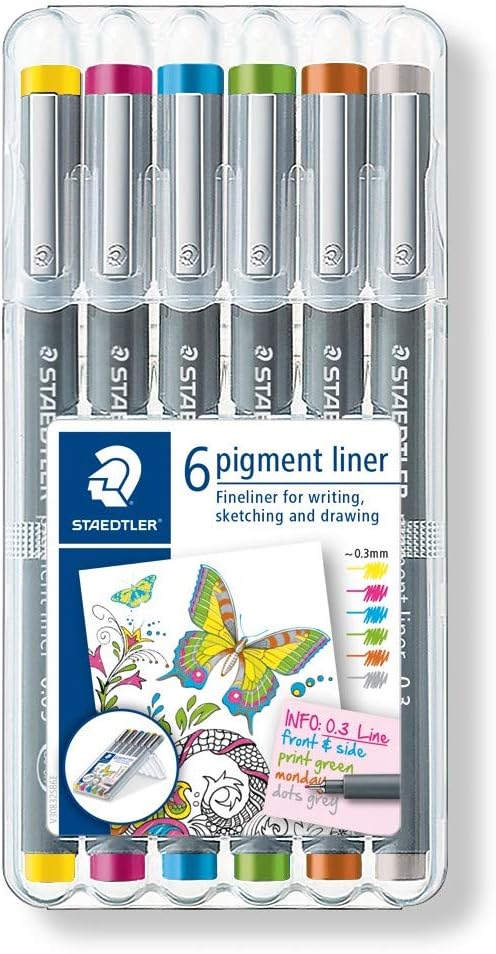 STAEDTLER 6-Farben-Pigment-Liner-Fineliner-Stift 0,3 mm