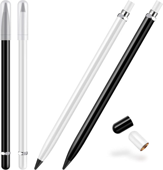 4 Stück Tintenloser Stift aus Metall mit Radiergummi