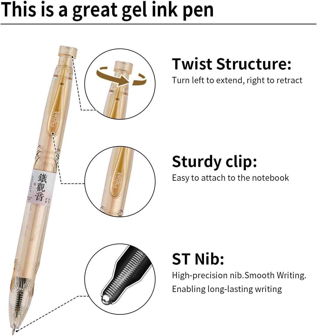 LOPET 4Pcs Bottle Twist Black Tea Scented Gel Pens