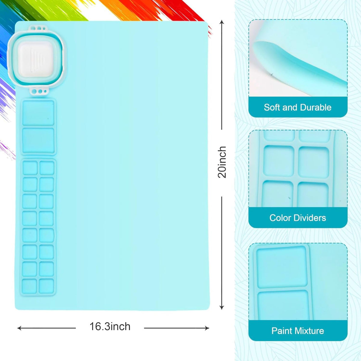 Kids Silicone Art Painting Mat with Water Cup Brushes