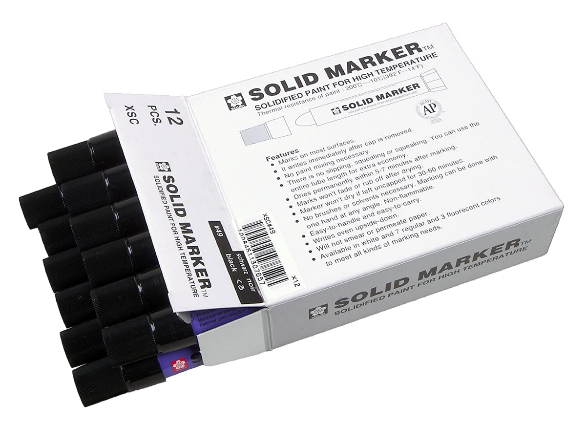 SAKURA Solid Marker, permanente marker verfpennen, 12 stuks, zwart