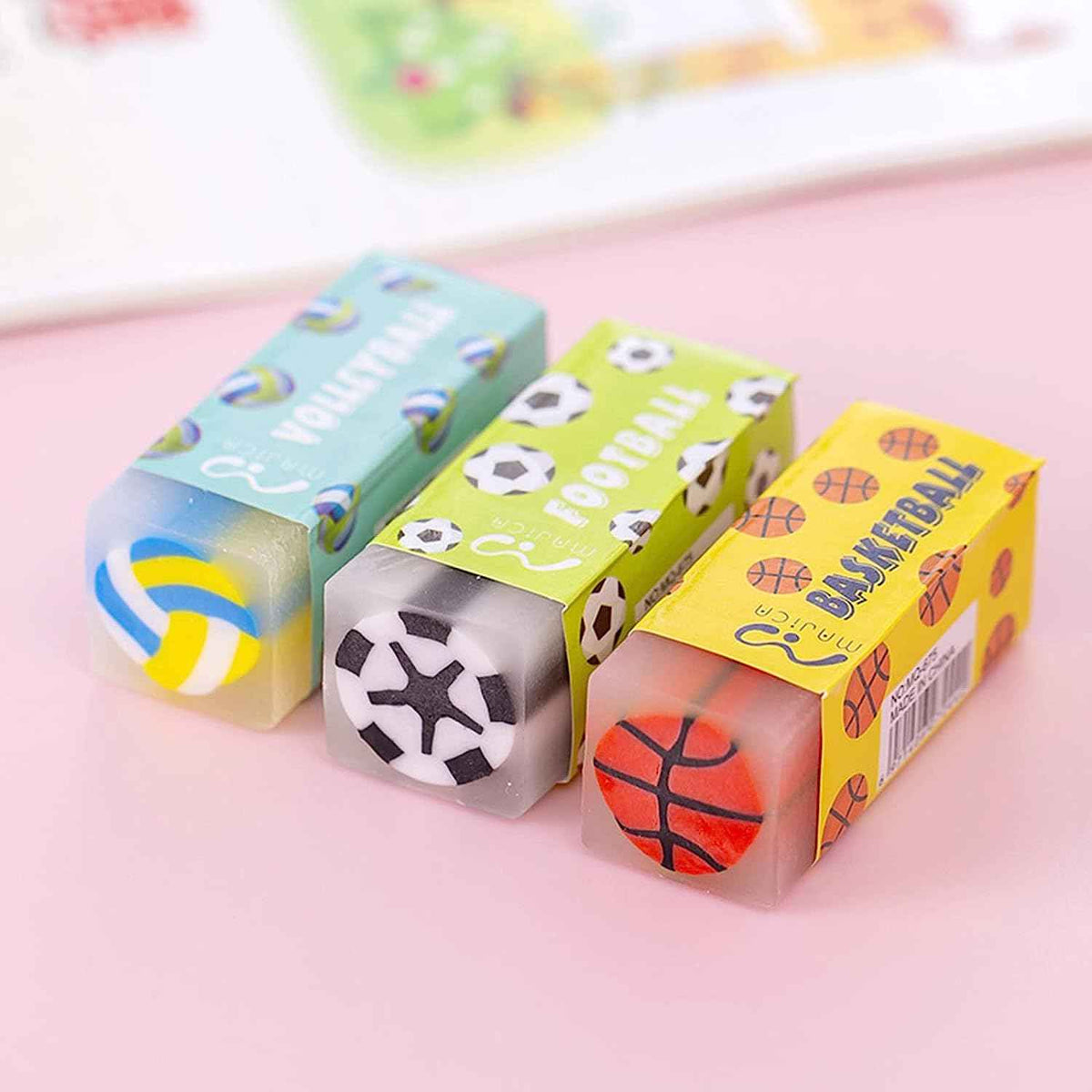 Fruit Ball Dinosaur Sakura Cute Pencil Erasers for Kids 16 Pack