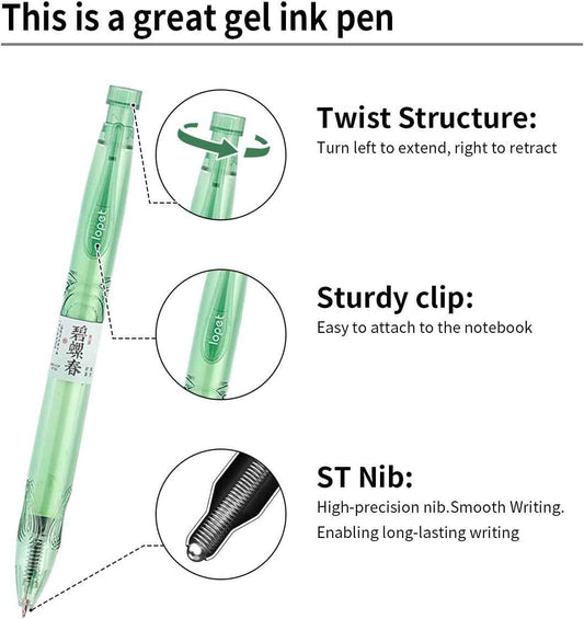 LOPET 4Pcs Bottle Twist Green Tea Scented Gel Pens