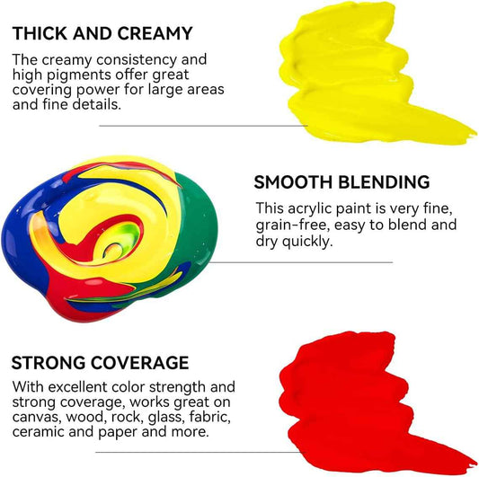 6 Acrylfarben-Künstlerzubehör-Set, 75-ml-Tuben, normale Farbe