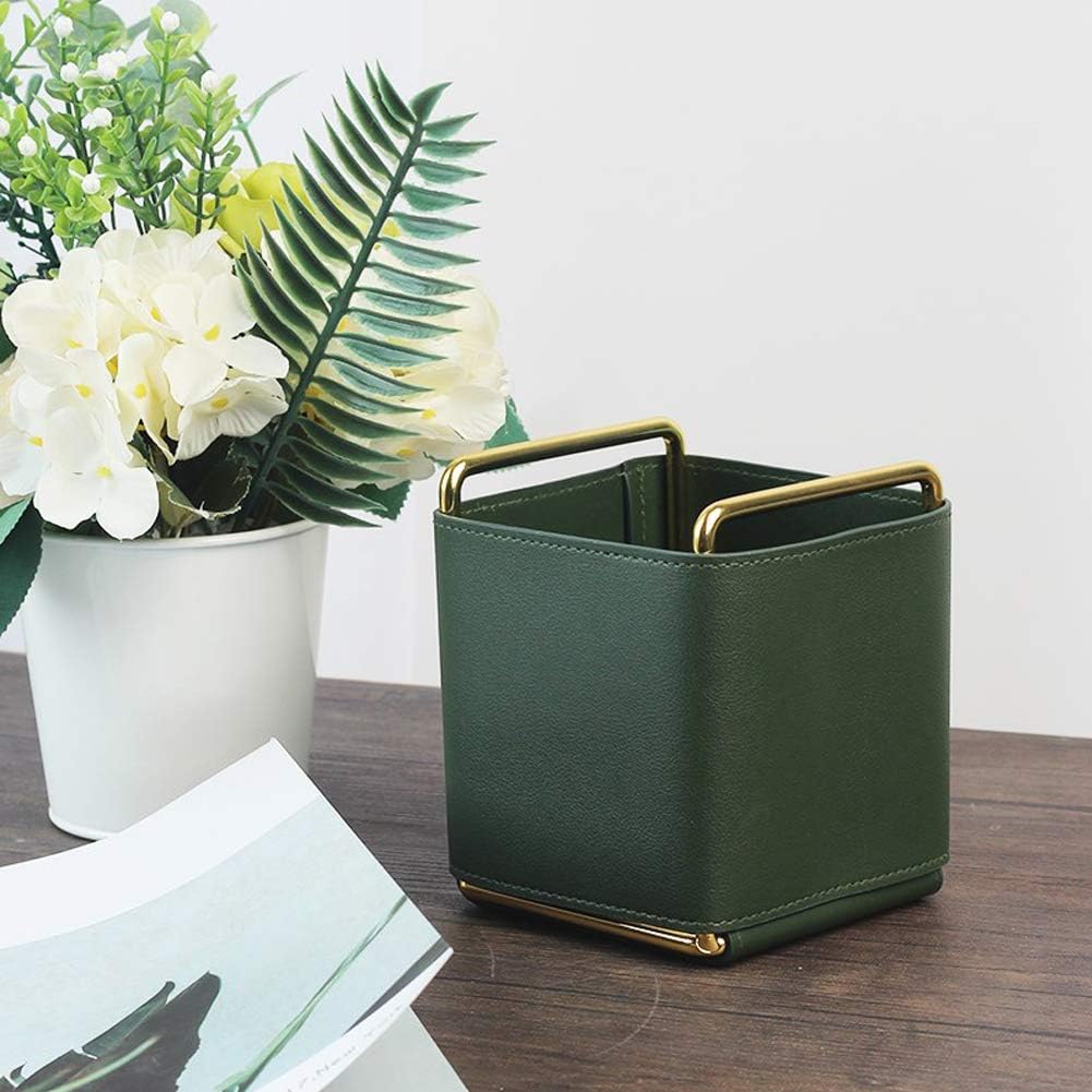 Stiftehalter aus Leder, quadratischer Schreibtisch-Organizer