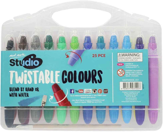MONT MARTE Studio Twistable Colors, 24 Blendable Color Sticks 1 Pensel