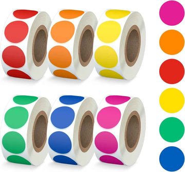 3000pcs 1 inch Dot 6 Rolls Colored Coding Labels