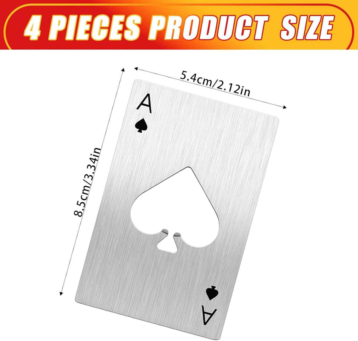 Portable Stainless Steel Bottle Opener Credit Card Size 4 Pack