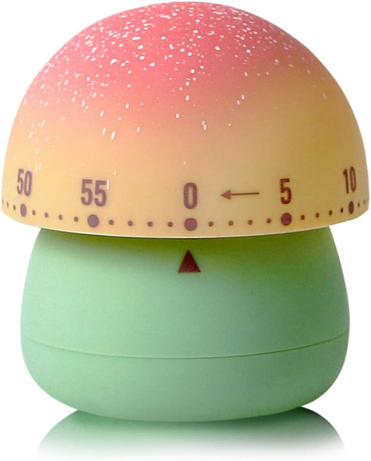 Cute Mushroom Mechanical Timer for Kids Green Base