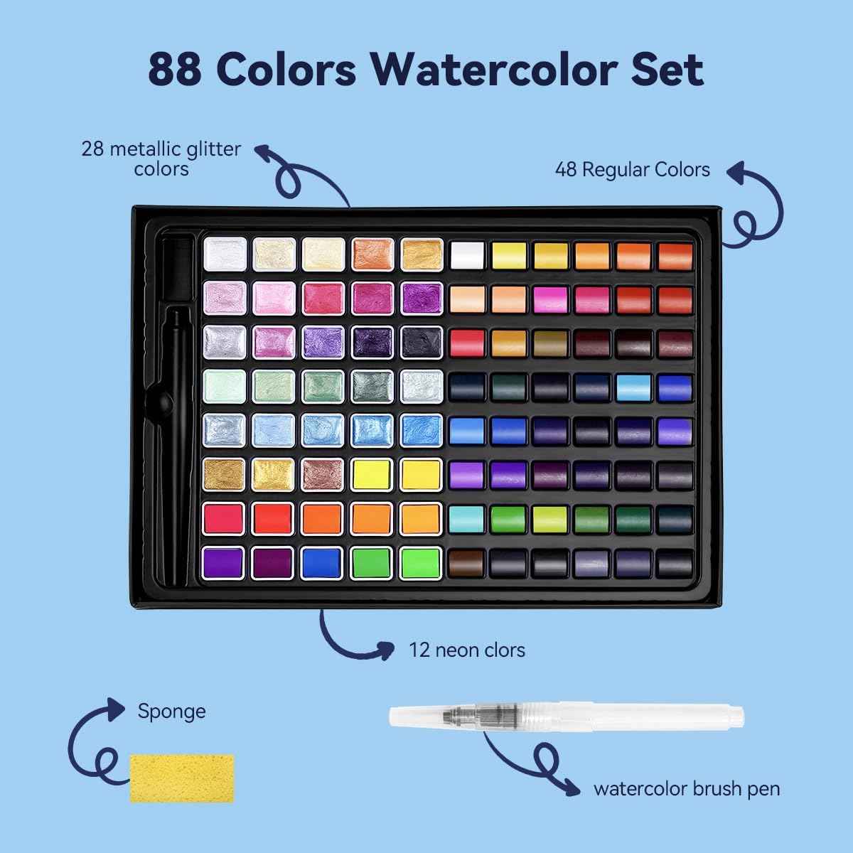 88 Color Watercolor Paint Set
