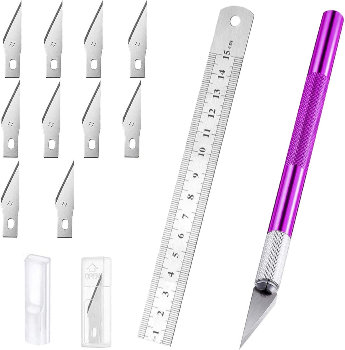 16Pcs Utility Carving Tools Kit Paper Cutter Pen Hobby Knife Set