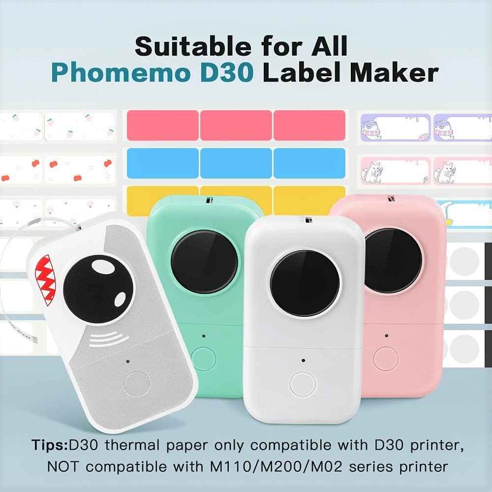 Phomemo D30 Adhesive White Label Paper (12mm X 40mm) White,3 Roll
