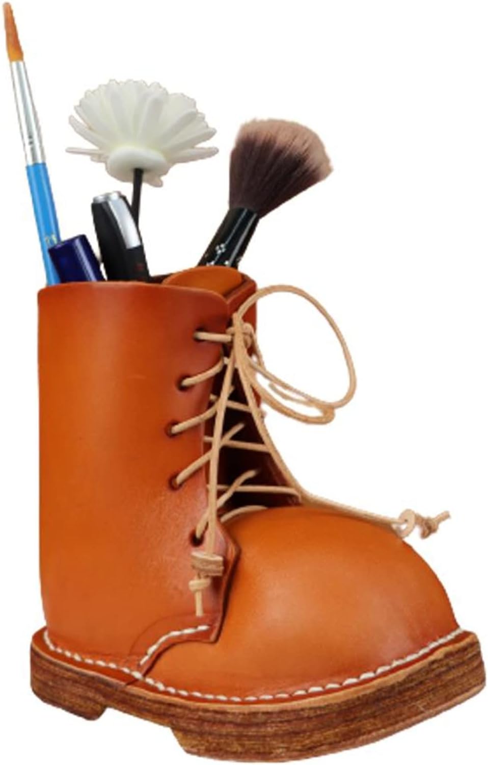Leather Cowhide Shoes Desktop Decorative Pen Holder Organizer
