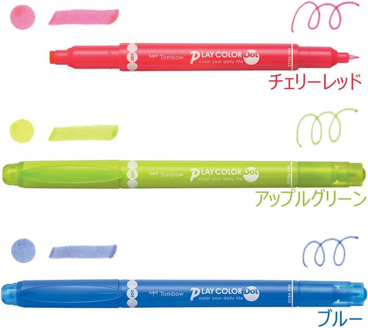 Tombow Play Color Dot Pen Marker auf Wasserbasis, 3 Farben Set A
