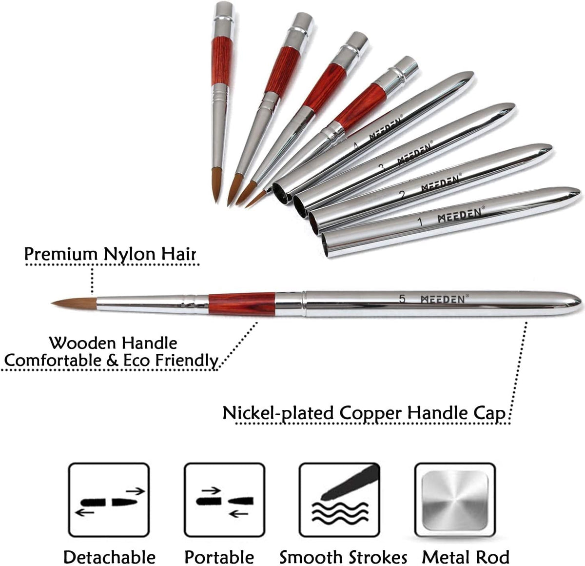 7pcs Travel Artist Painting Brushes,Detachable